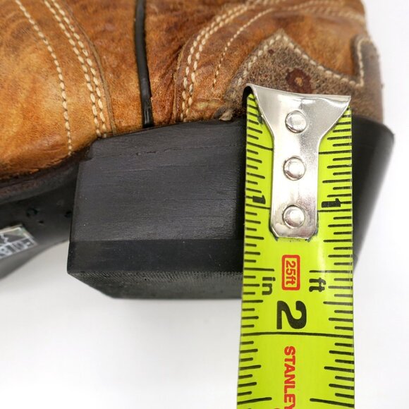 J.B. Dillon Distressed Leather Cowboy Boots Brown Cross Inlay JBW4001 Women's 7B - Picture 10 of 11